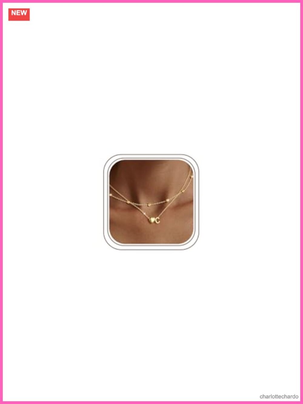 14K Gold Plated Layered Heart Initial Necklace Women Gift
